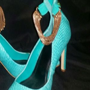 Aqua high heels by Scene